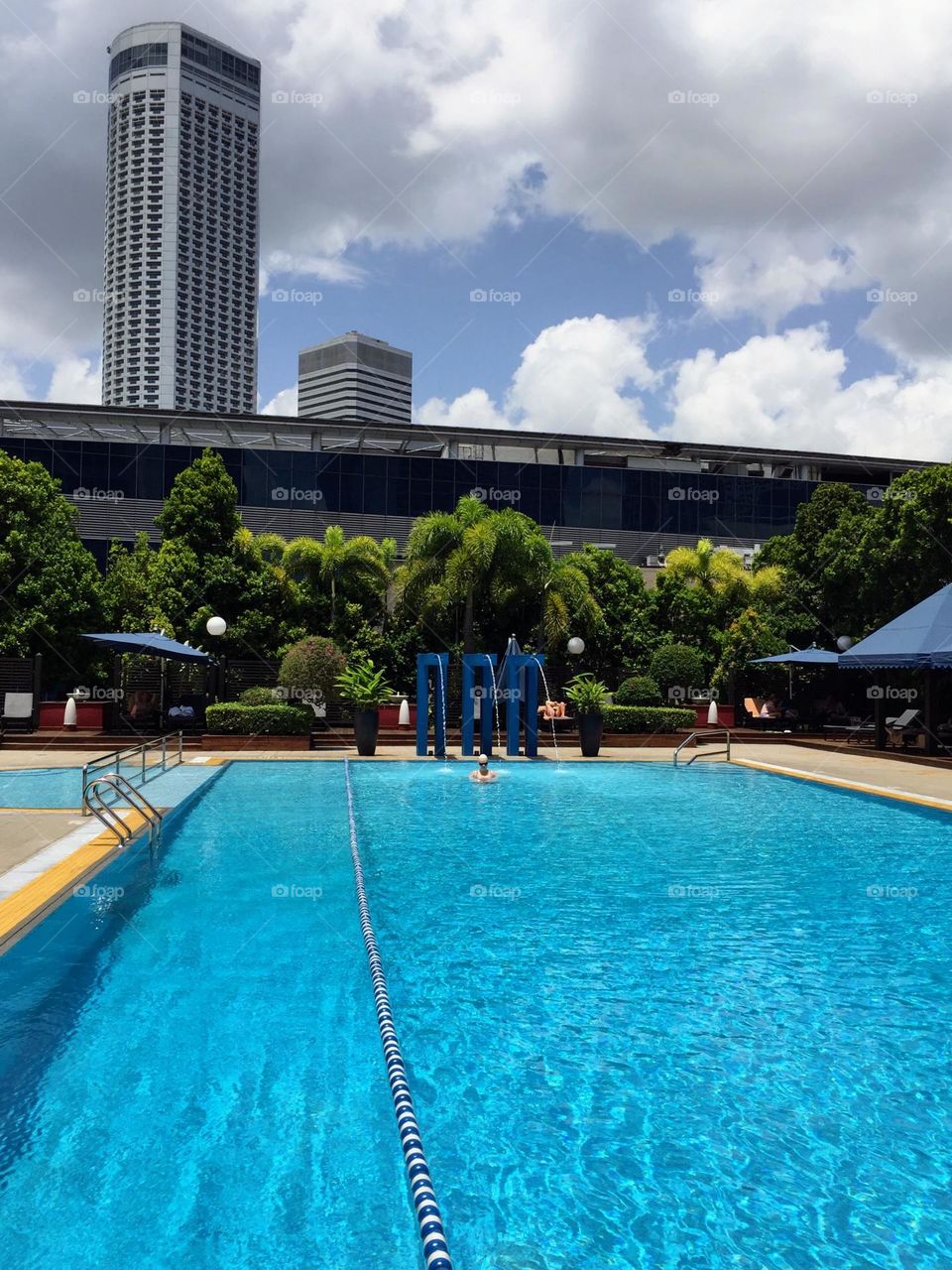 Open swimming pool in the middle of the town