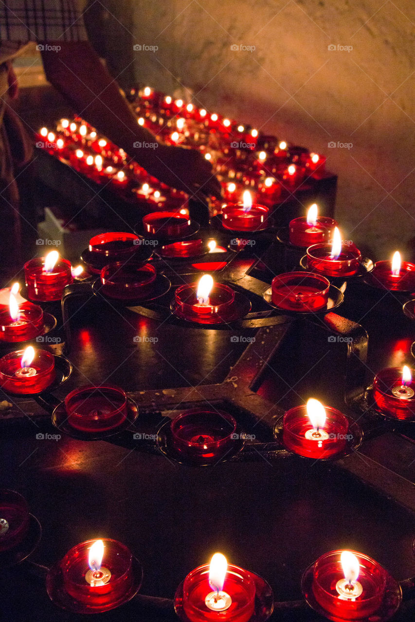 Lighting candles 