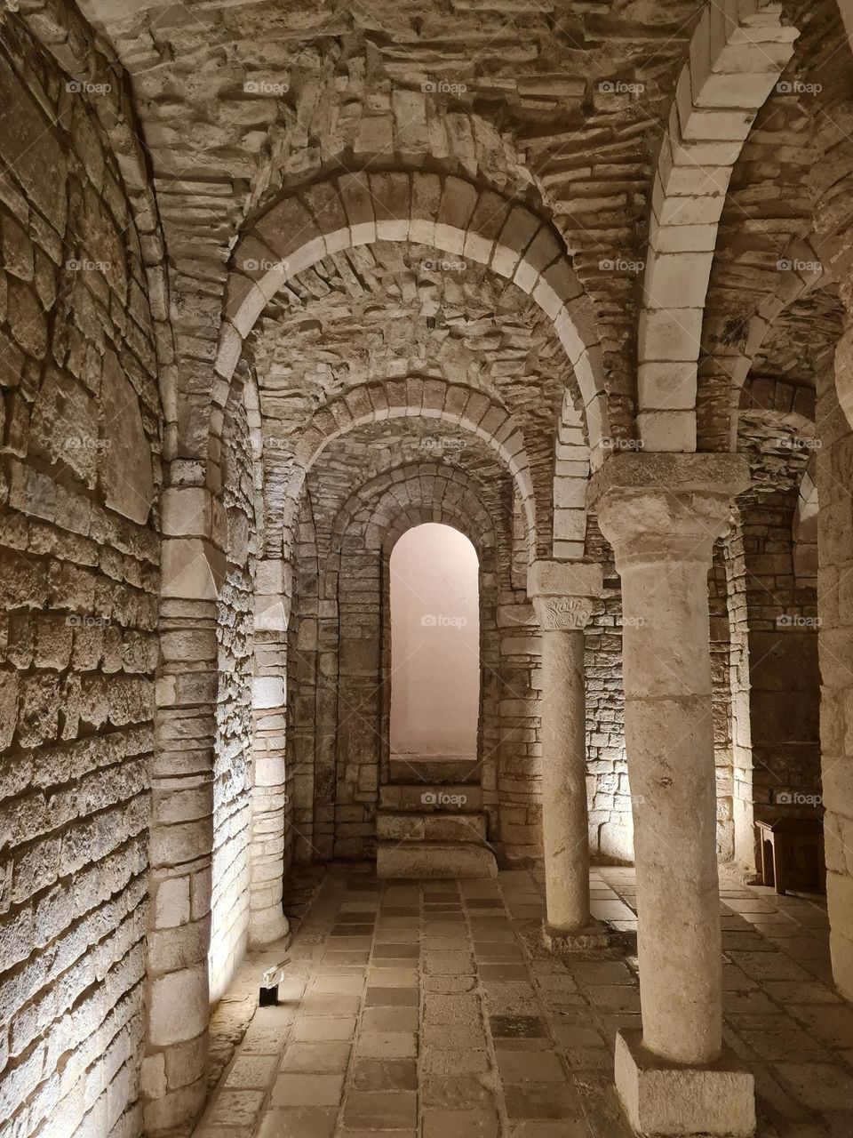 ancient arches of the crypt of the cathedral of Trivento(Molise) Italy