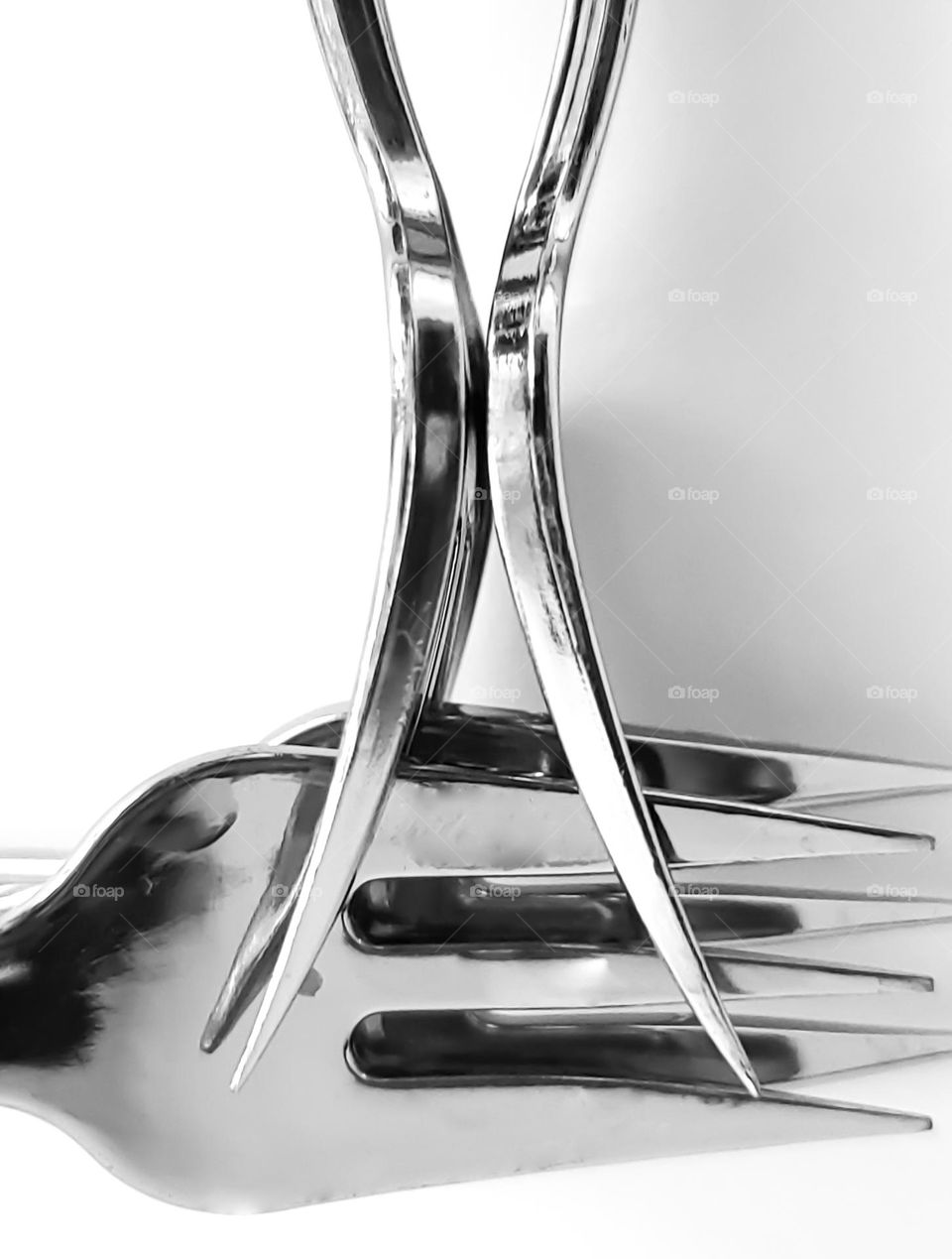 Abstract Fork: X Fork in black and white.