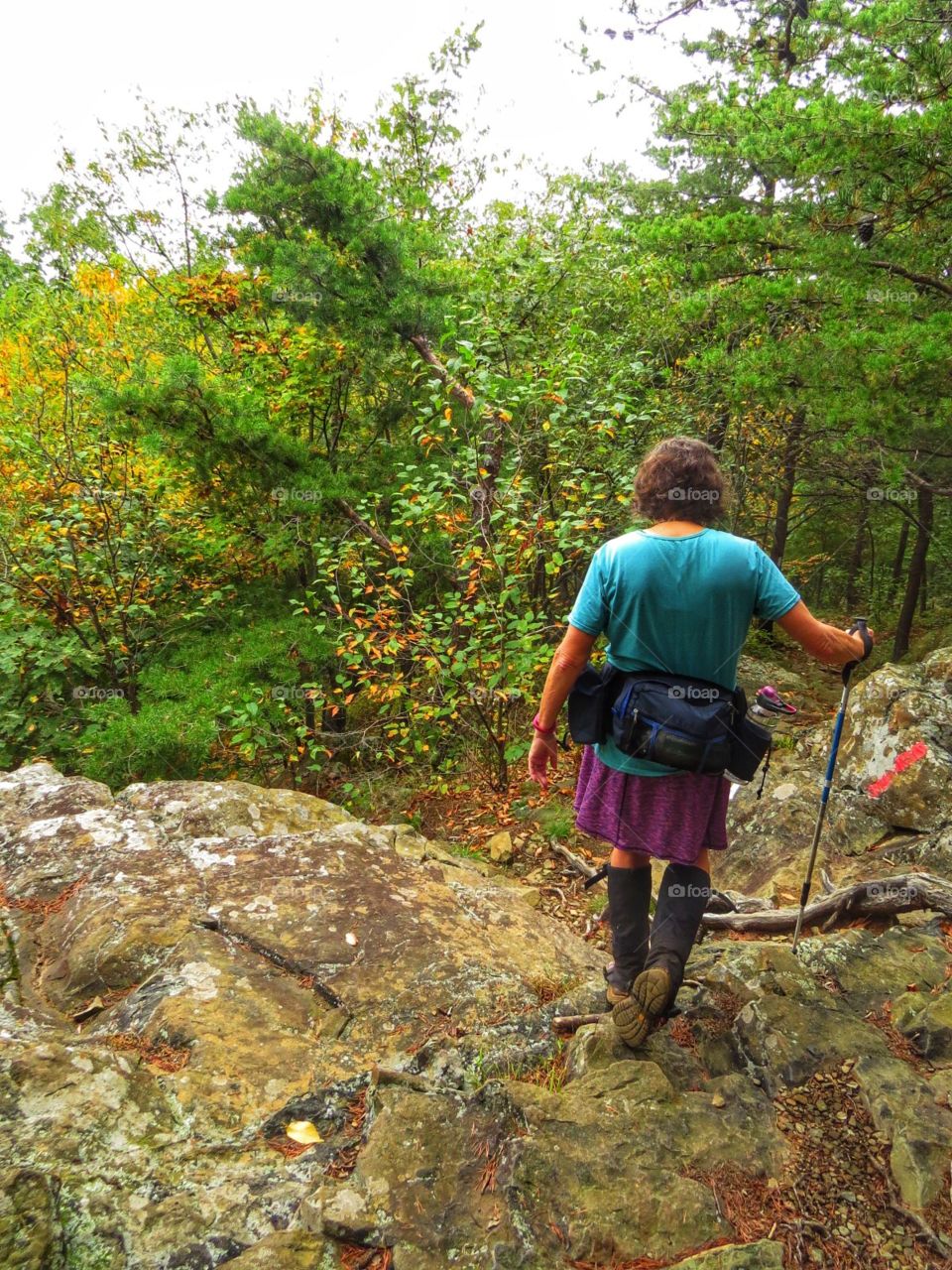 Hiking the Appalachian Trail in the Autumn.