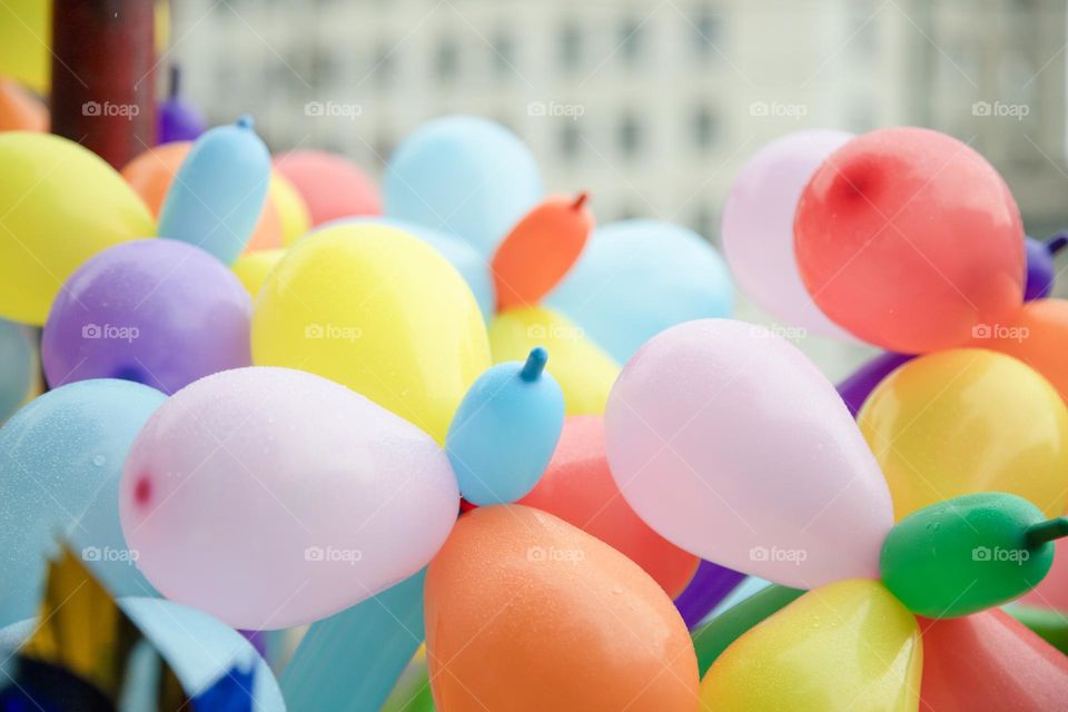 Bright abstract background of   multicolored balloons .