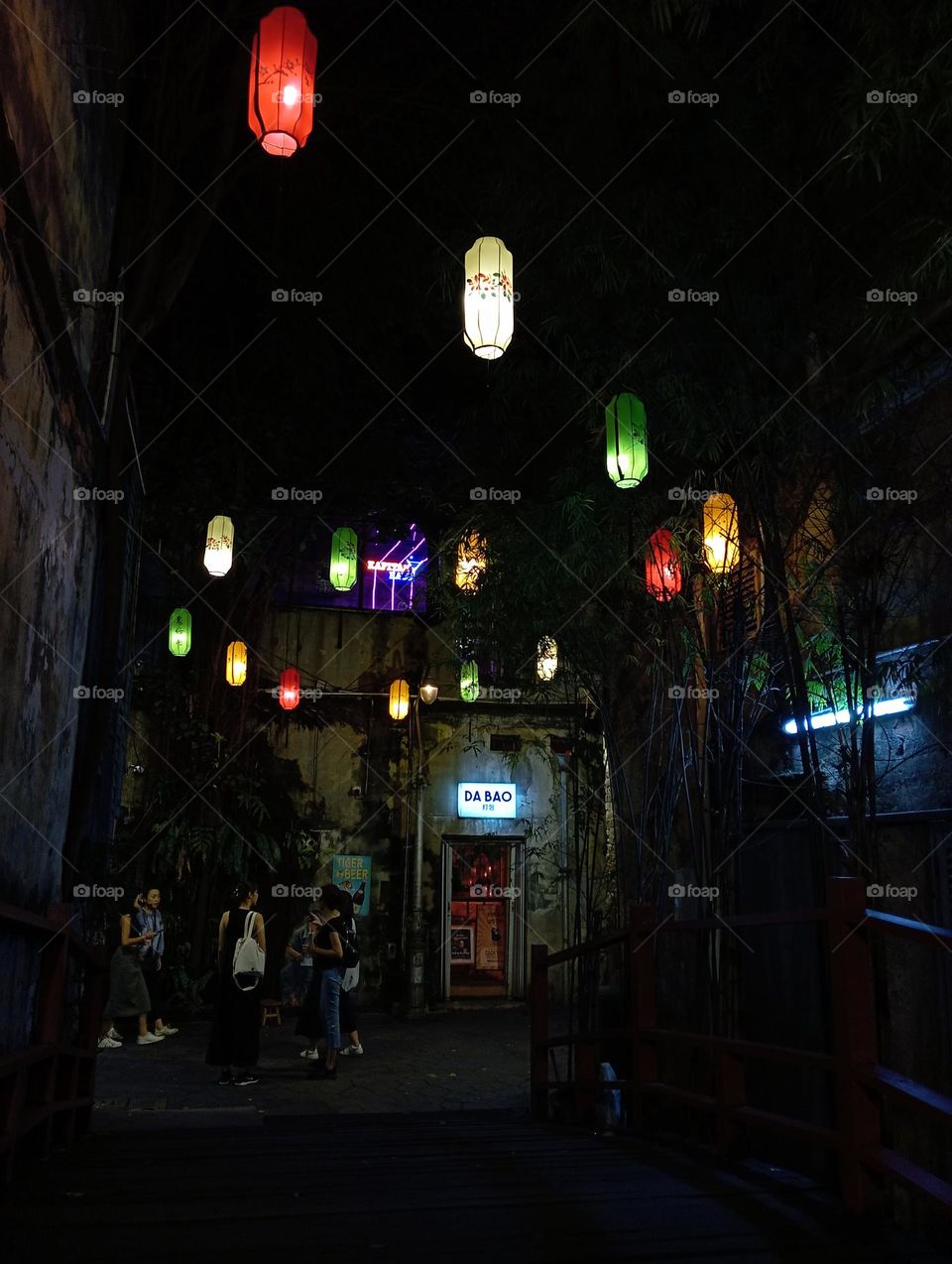 The alley with lanterns.