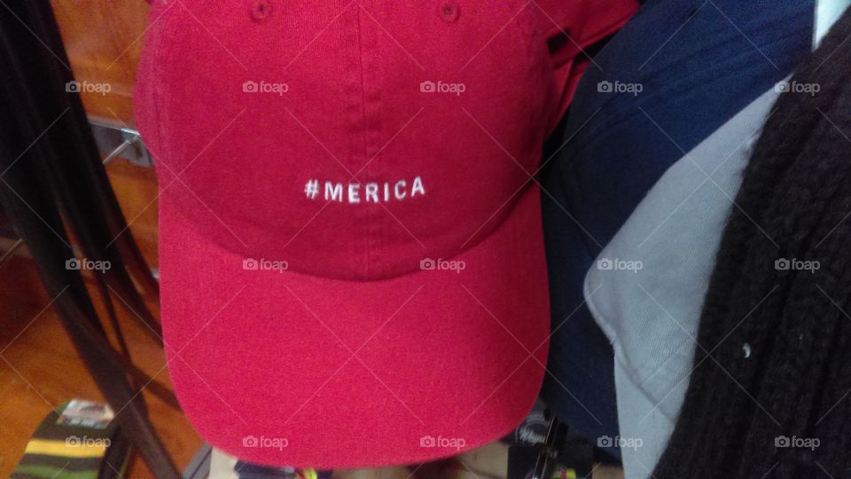 Red #MERICA baseball cap