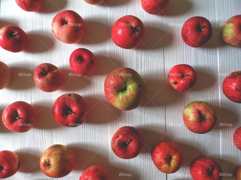 red apples on white background