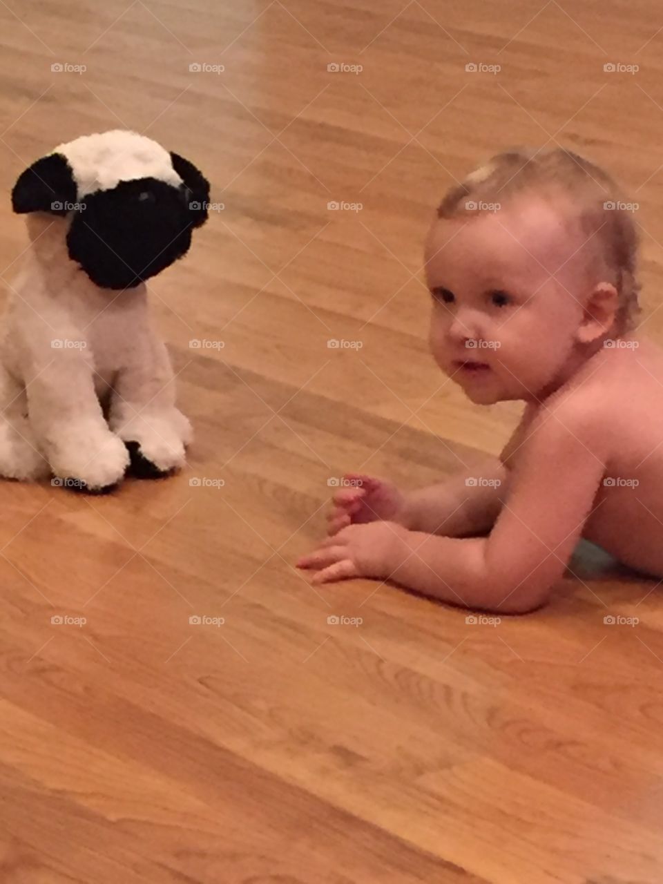 My grandson with his doggy