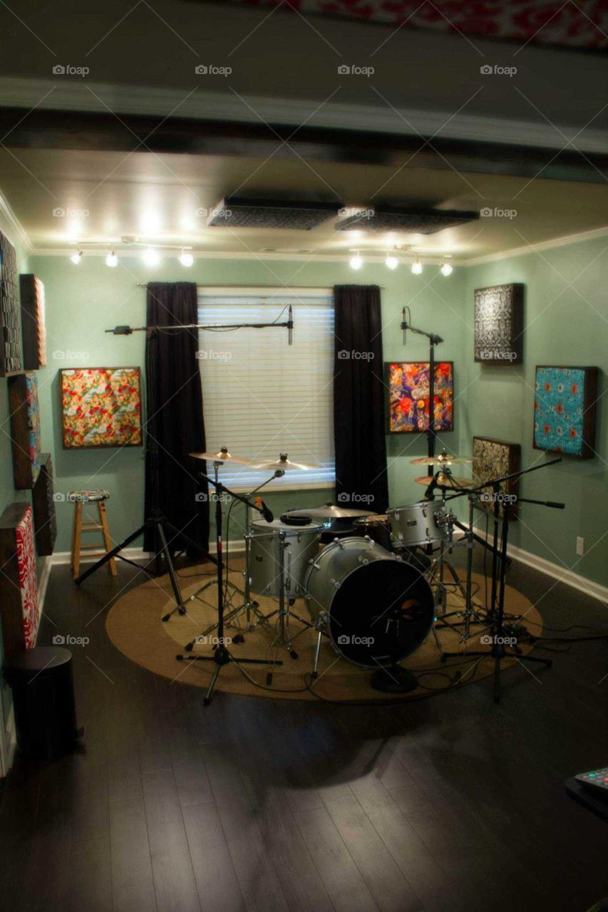 home drum recording man cave studio