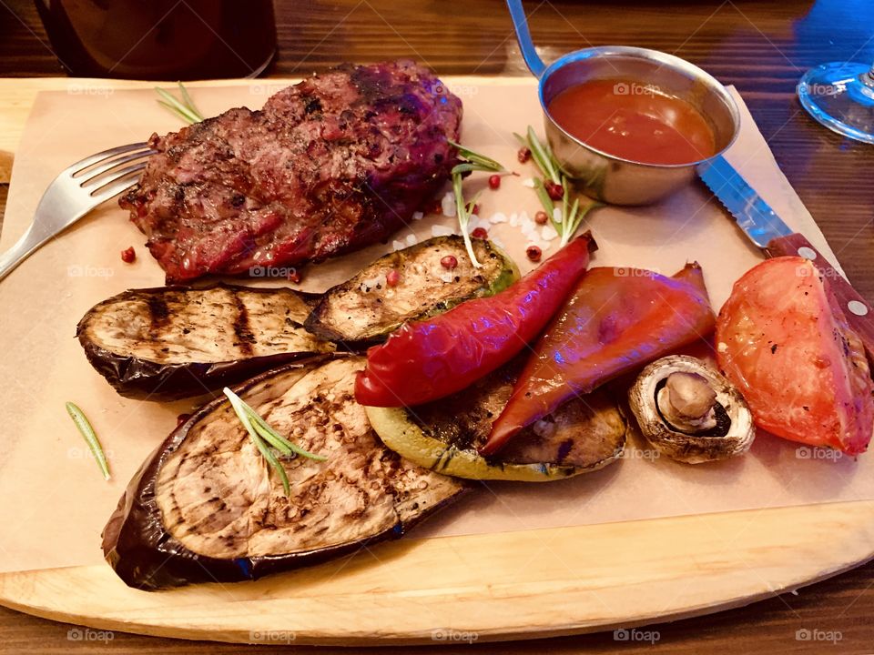 beef steak with vegetables