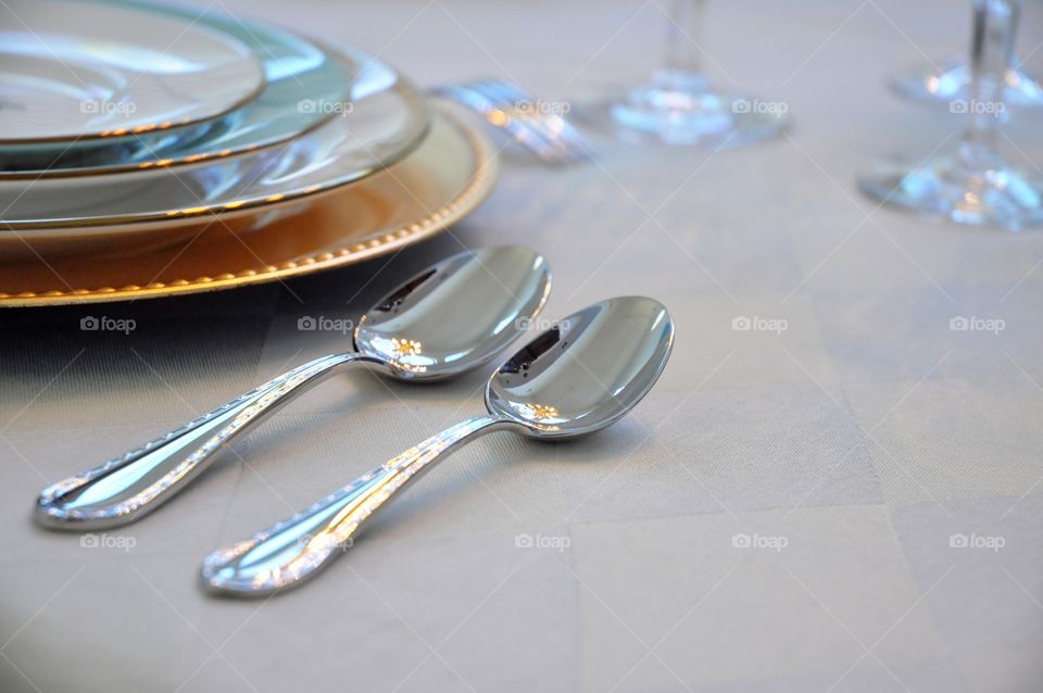 Close-up of a place setting room for your text.