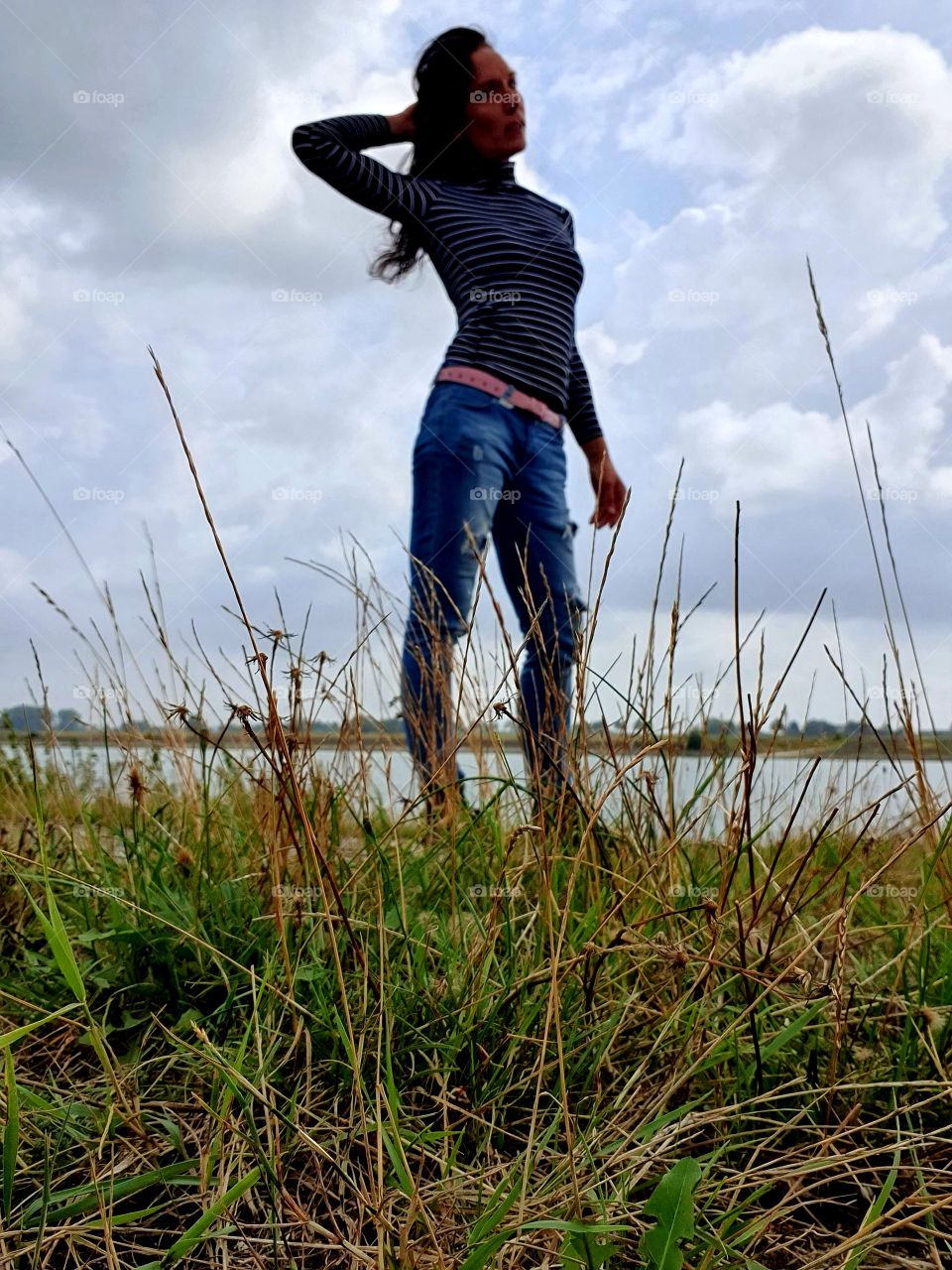Take a pose outside in nature. The Rhine Germany