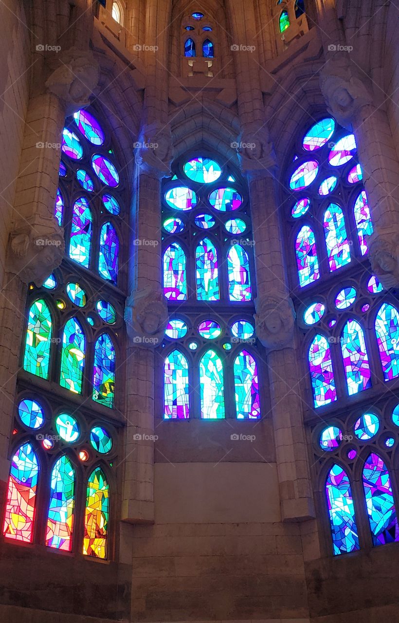la Sagrada Familia Barcelona Spain stained glass