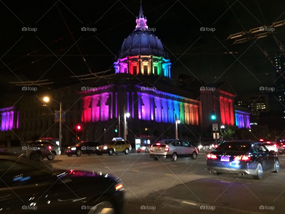 San Francisco city hall, gay pride 2015
