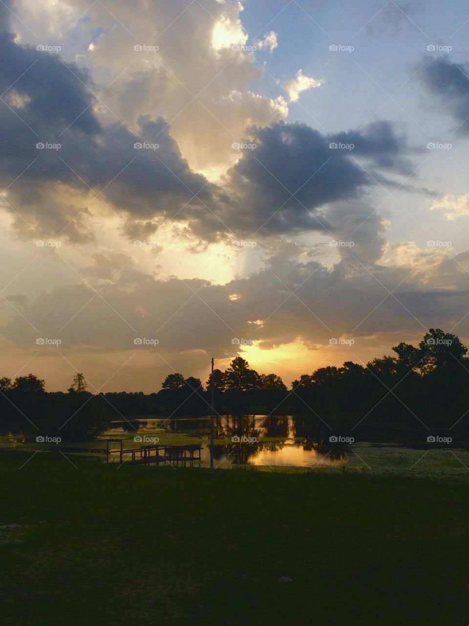 Sunrise over the pond . Beautiful morning 