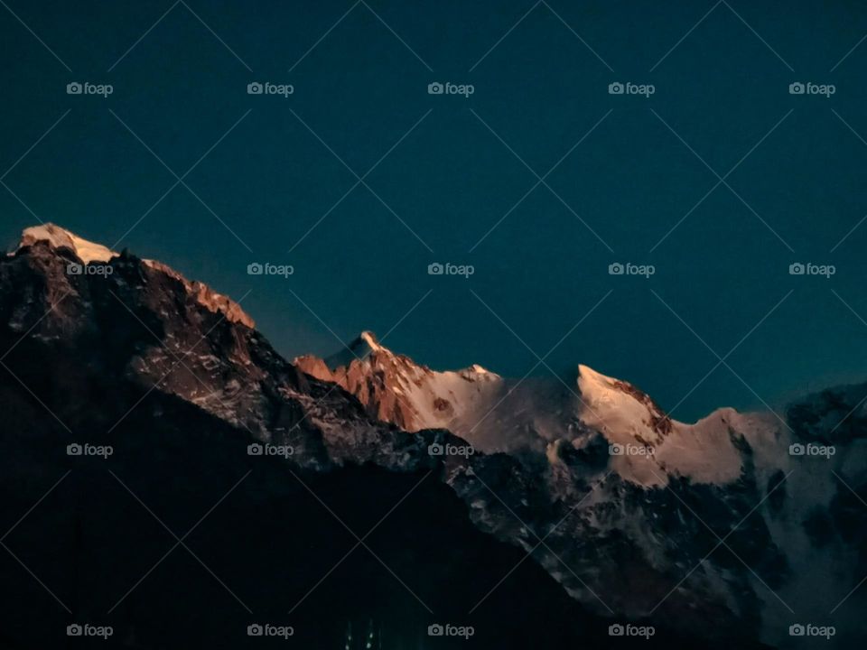 sunset on mountain peaks