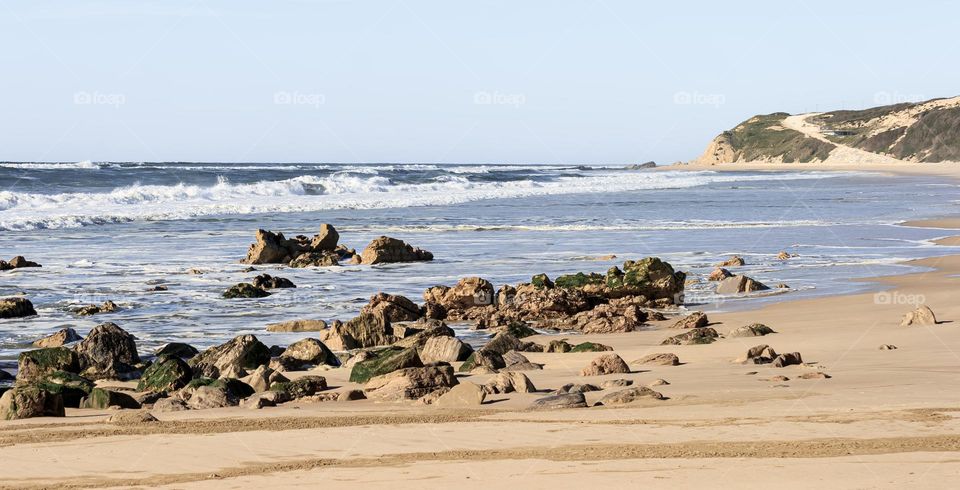 Rocky coastline at Praia da Polvoeira on Portugals west coast 