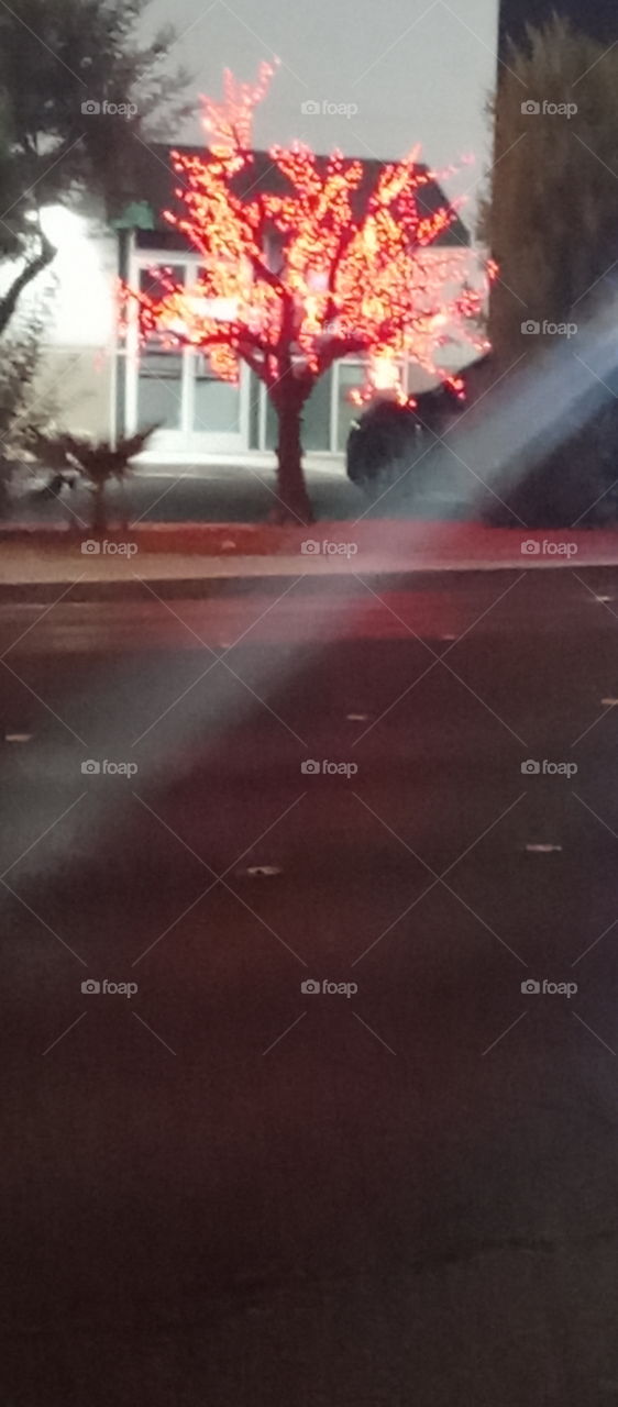 I spy with my little eye #SOMETHING RED flooded Street of Red lights red light district in USA on Vegas Blvd perhaps you might think