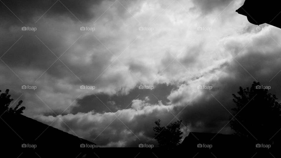 Monochrome, No Person, Storm, Rain, Sky