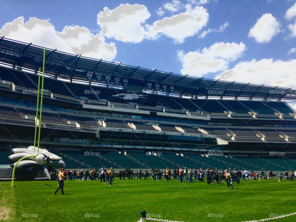 Lincoln Financial Field . Eagles Huddle Up For Autism 2015