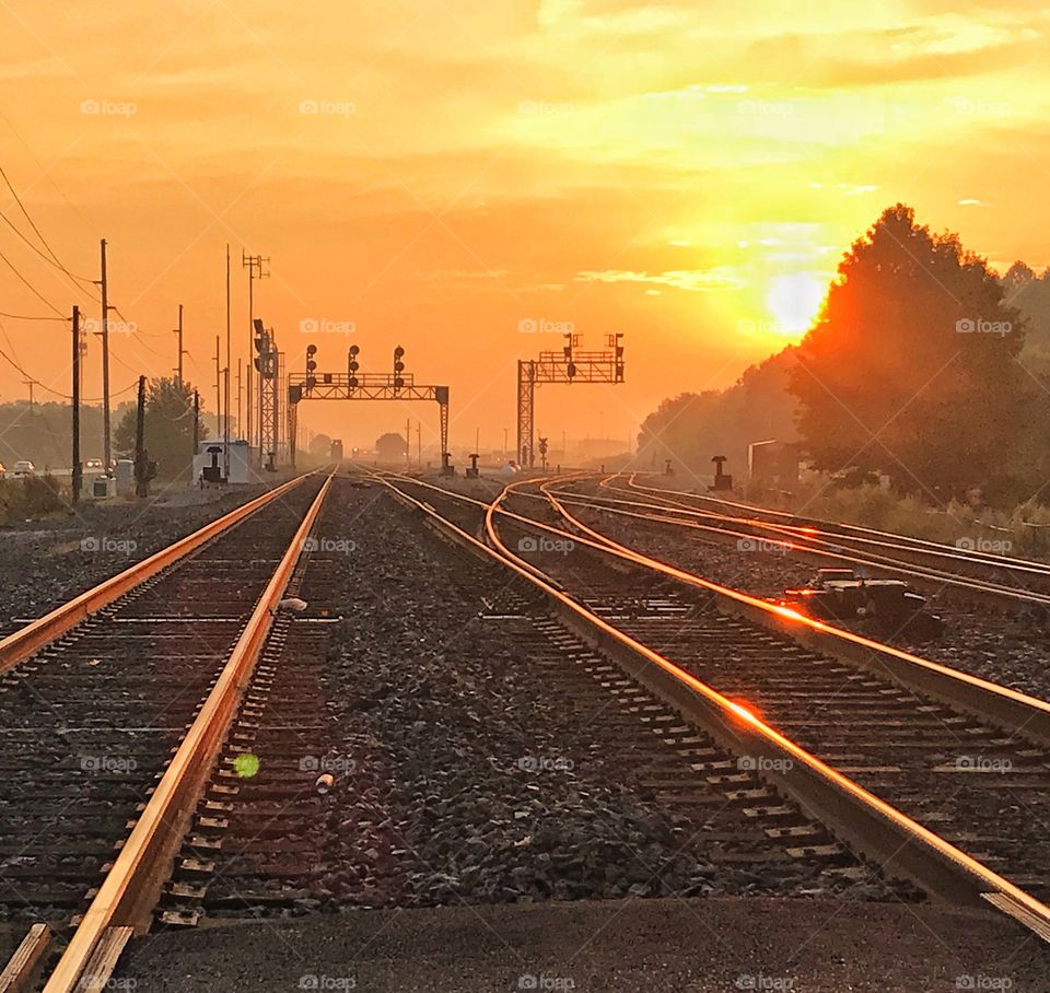 Sunset over the rail yard 