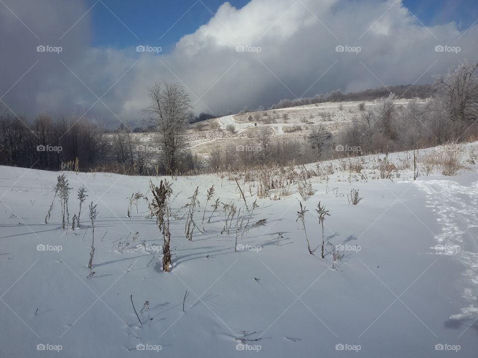 view of the mountain in winter