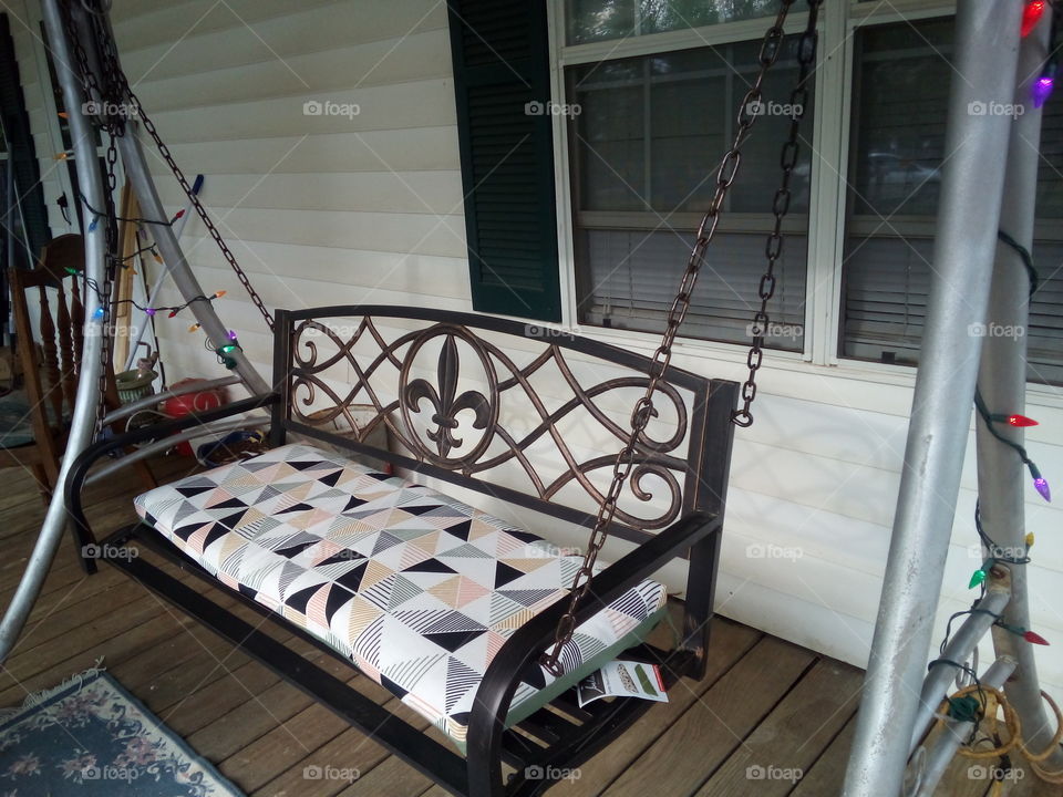 getting ready for the night lights lit up on my porch swing, so I can sit back and enjoy.