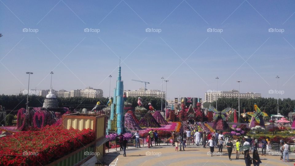 Burj khalifa  made of flowers