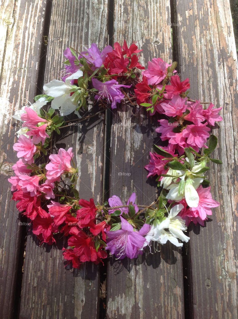 A photo of a handmade beautiful Spring flower crown.