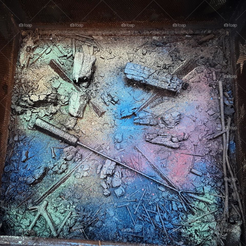 Chalk in fire pit.