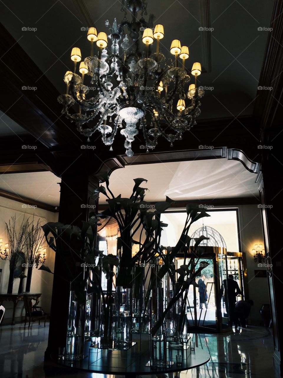 Hotel lobby in Rome.