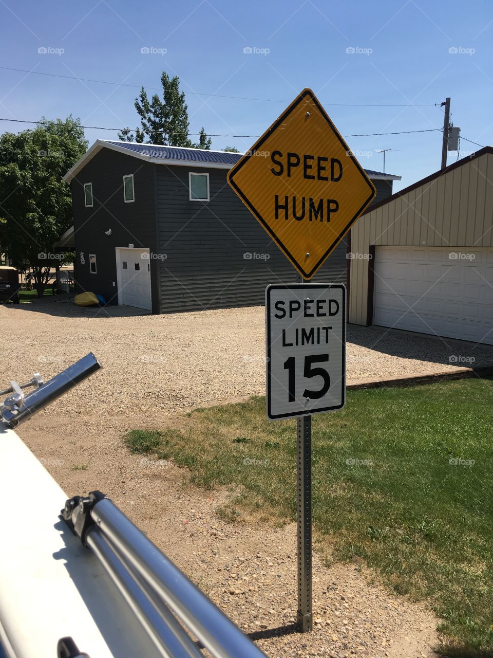 Speed bump sign. 
