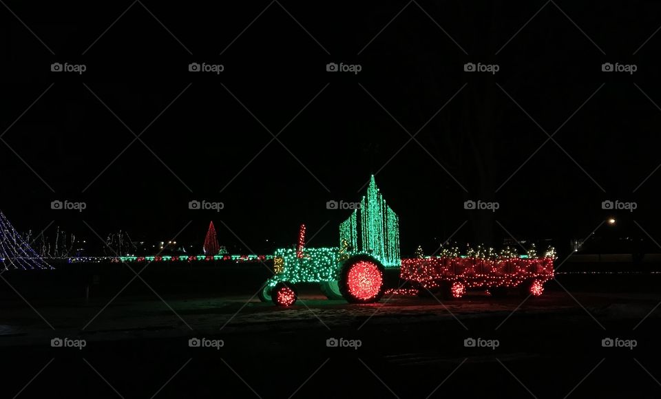 Tractor Christmas lights display in Ohio 