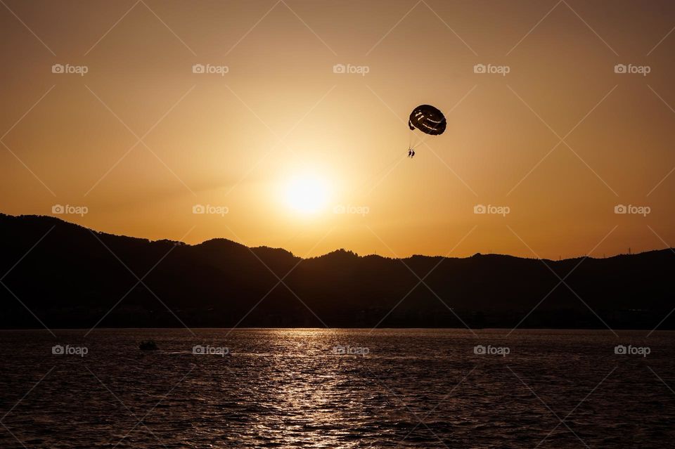 Sunset Parasailing over the Aegean Sea 