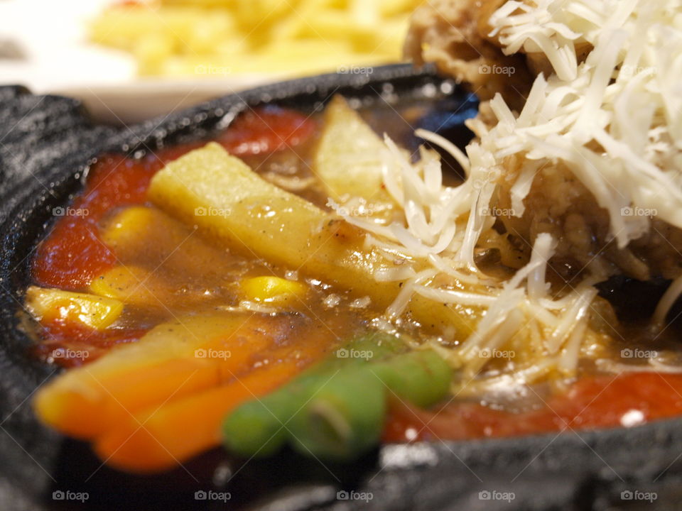 Cheese steak served hot