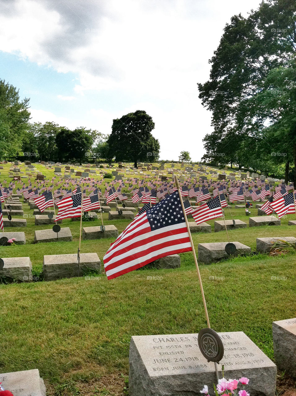 US Veterans section of a cemetery. 