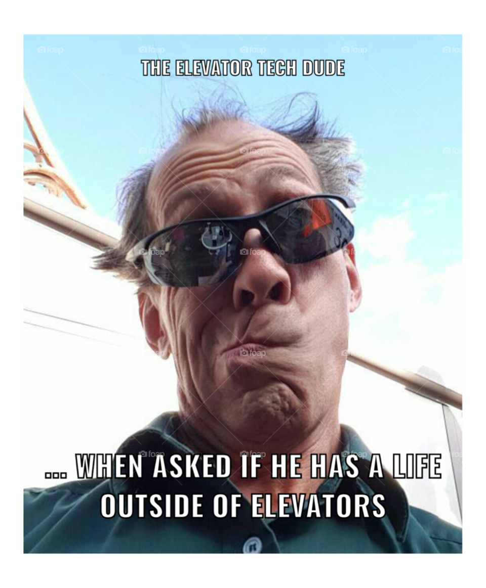 Meme, the elevator tech, funny face