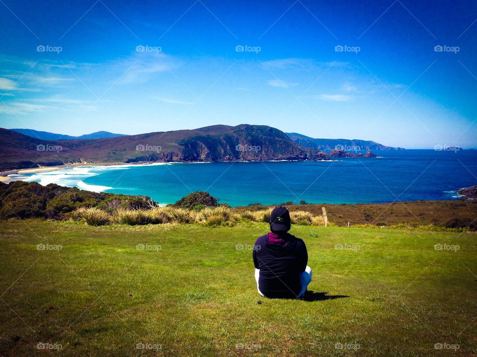 Meditate. Bruny, Tasmania. Enjoying the view.