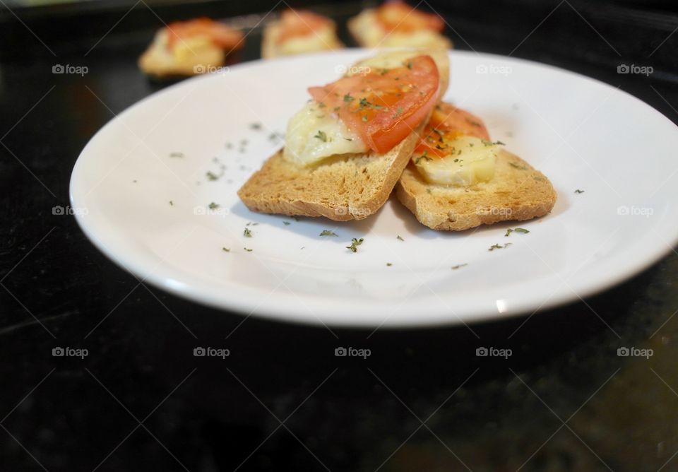 Tomato and cheese on toast 