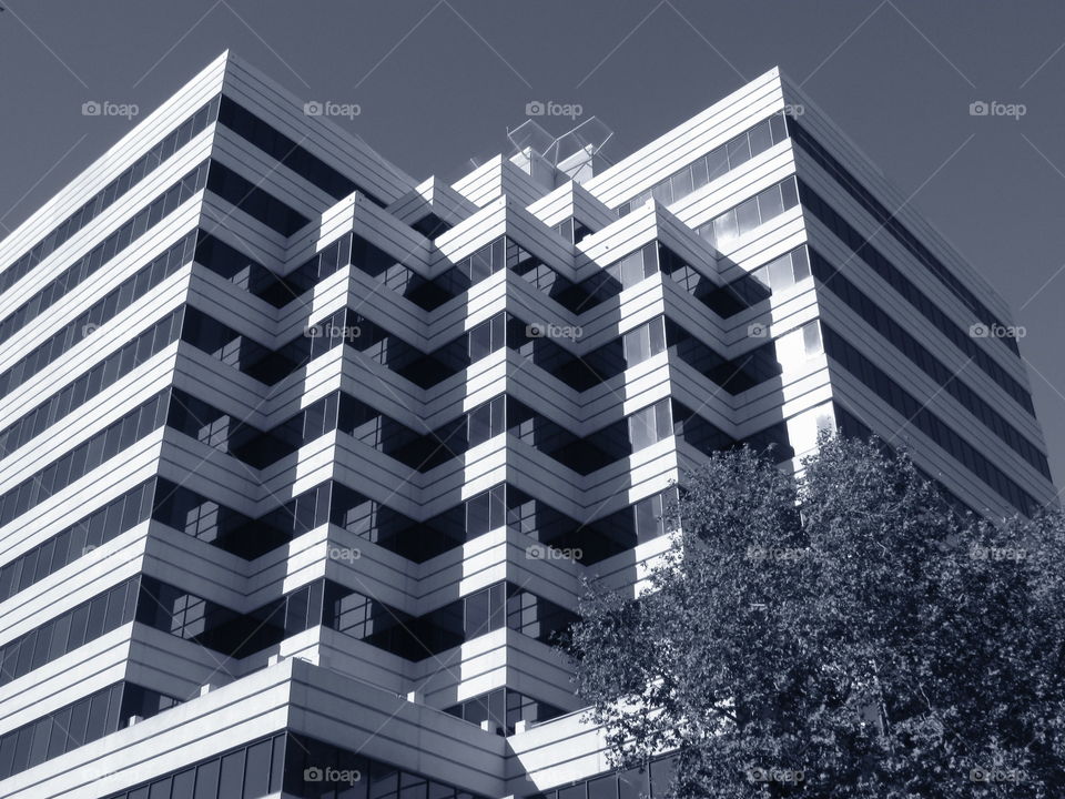 black and white architecture. in downtown Sacramento taking pictures