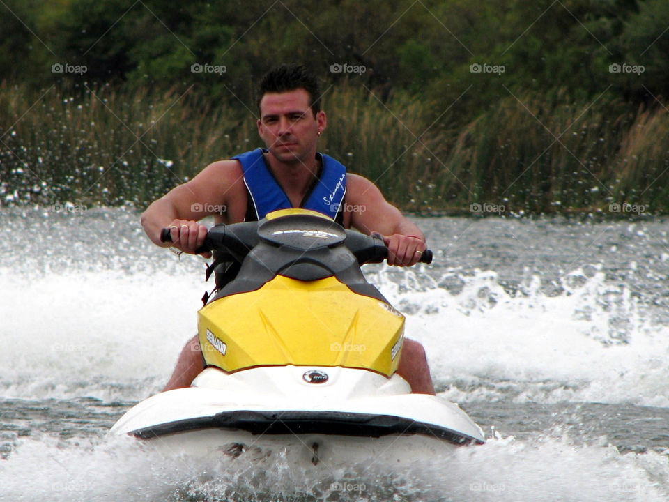 jet ski trees man water lake sun hair human water south africa sun city by angeljack