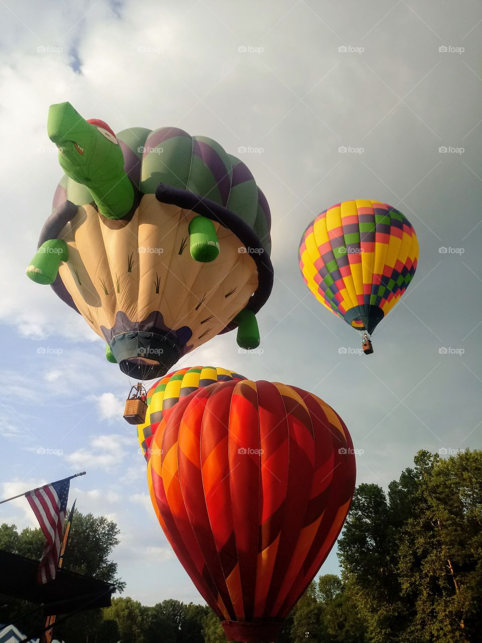 Some hot air balloons going up at Spiedie Fest in Binghamton, New York
