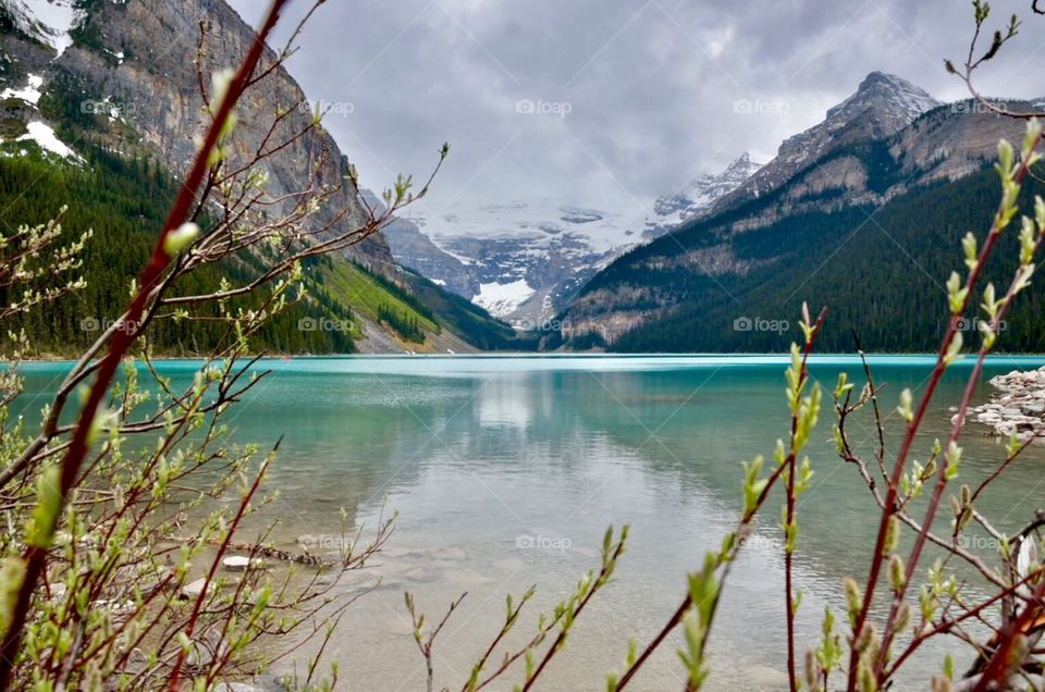 Mountain reflected on lake