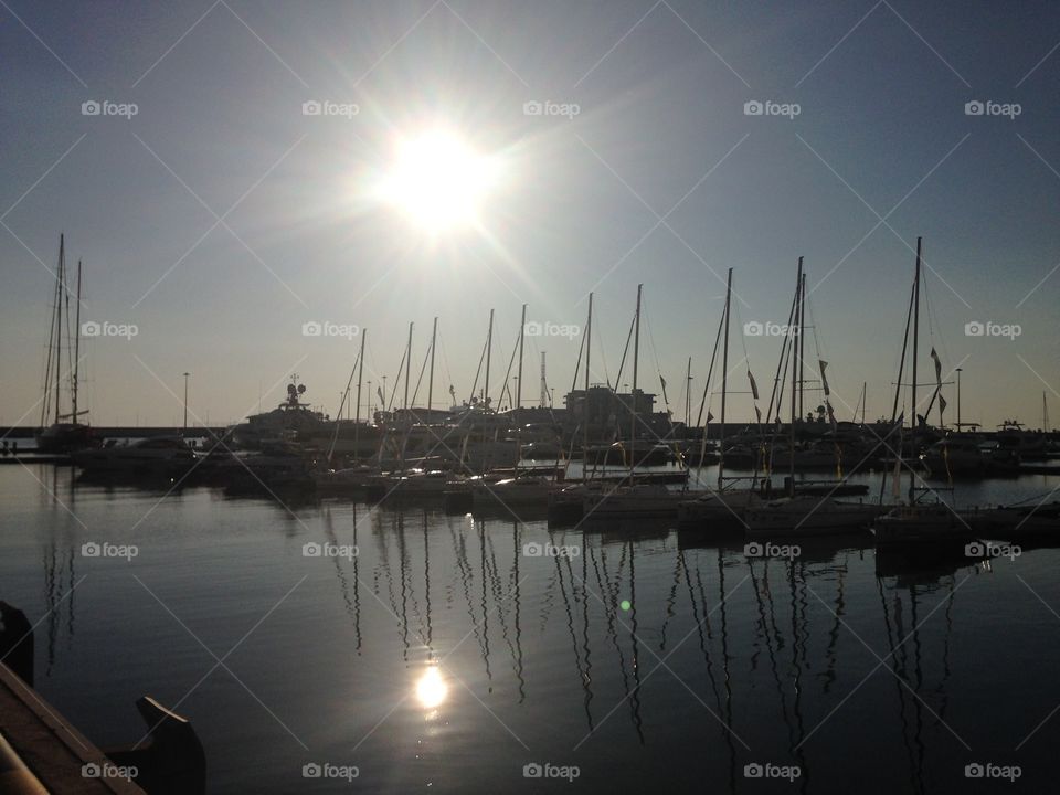 Sunset, Dawn, Water, Harbor, Sea