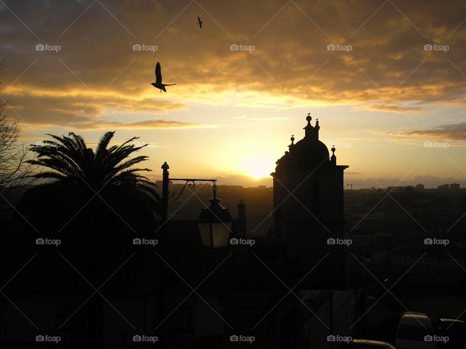 Lindo por do sol na Sé de Porto Portugal