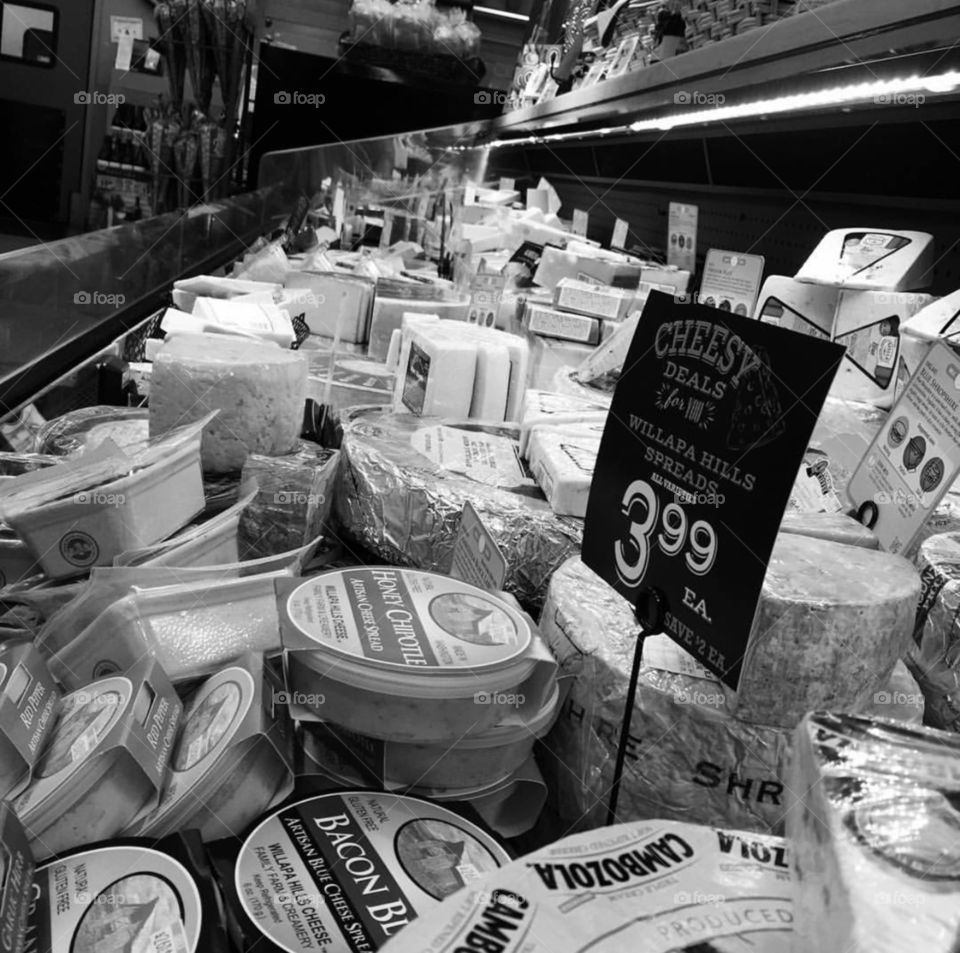Cheese black and white supermarket my heaven