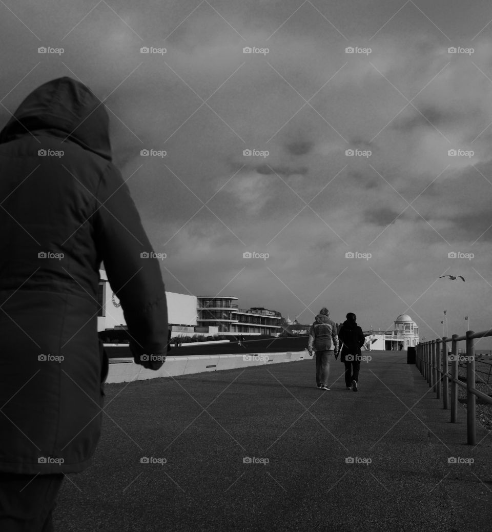 Blustery stroll on the prom