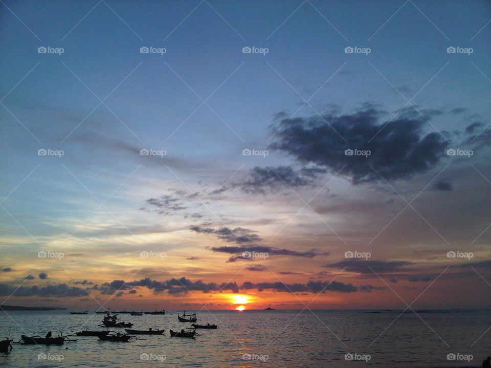 Sunset at Jimbaran Beach, Bali Island, Indonesia