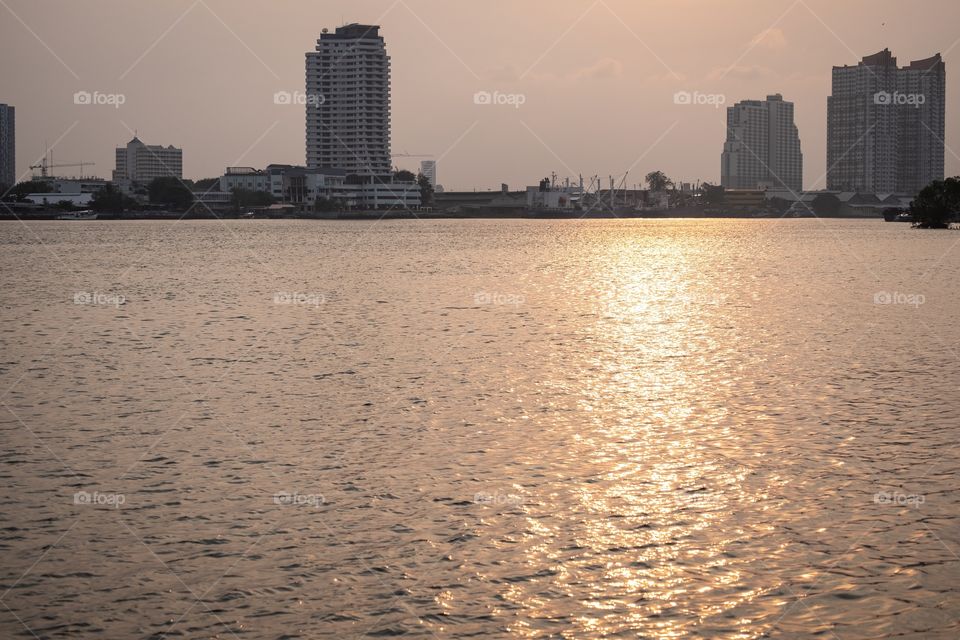 Bangkok/Thailand-March 18 2019:Sun set in the PM 2.5 problem