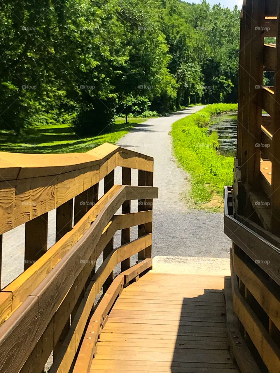 Bridge access to hiking trail.