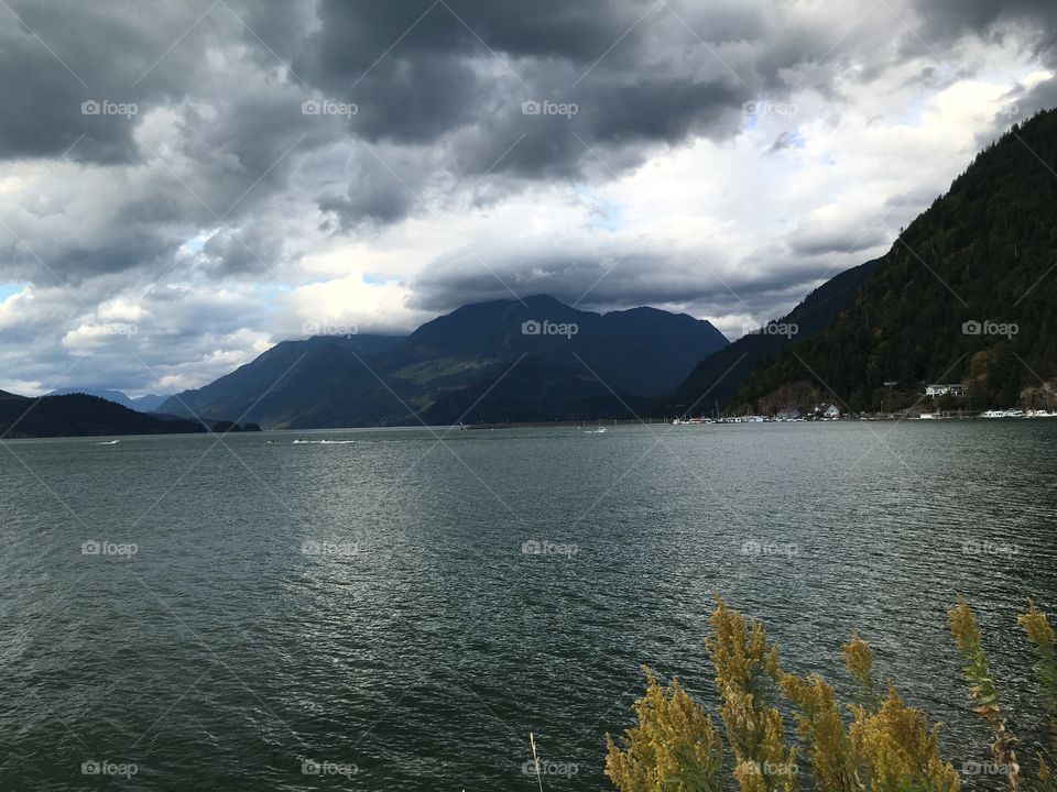 Storm clouds over the lake