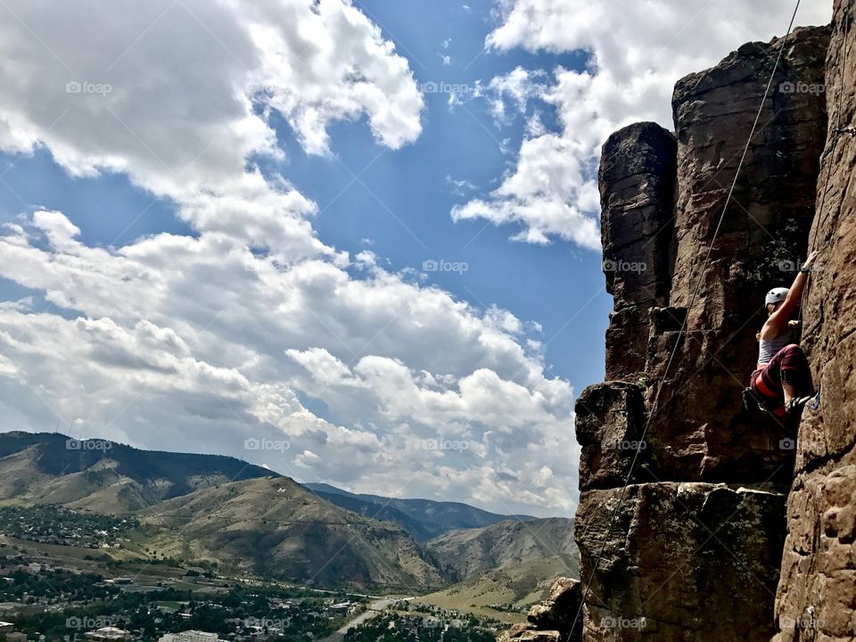 Bad ass shot of rock climbing in Colorado